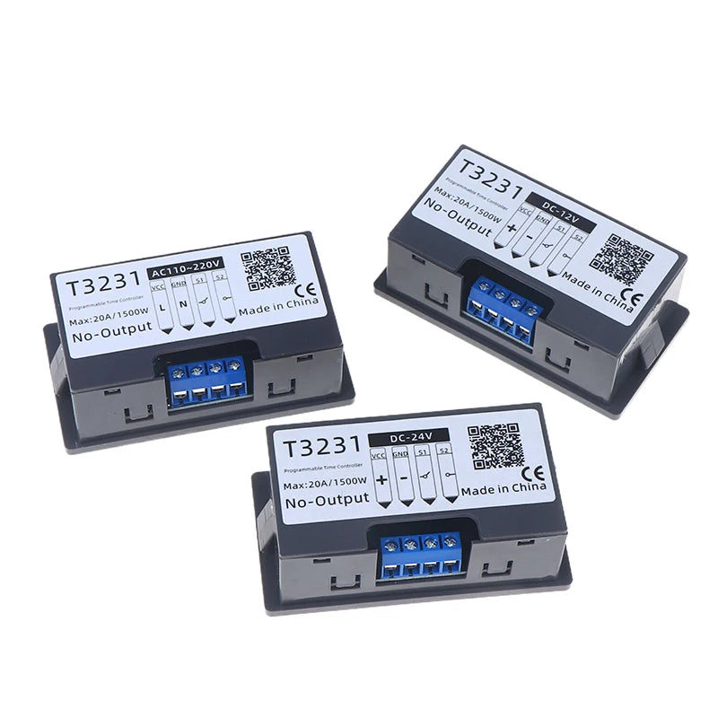 Cyclic Dual-display Timing Relay T3231 DC12V 24V AC110-220V Red Blue Qme