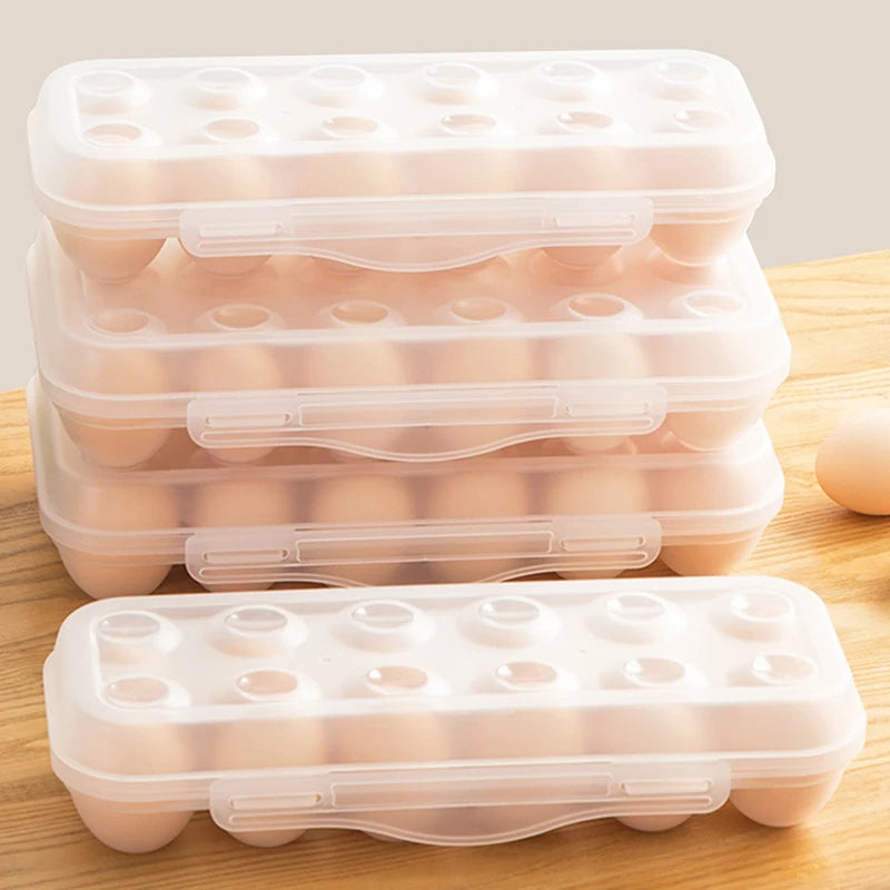 Household Fridge Egg Organizer Tray 12 18 Grid Storage Box Lid Qme