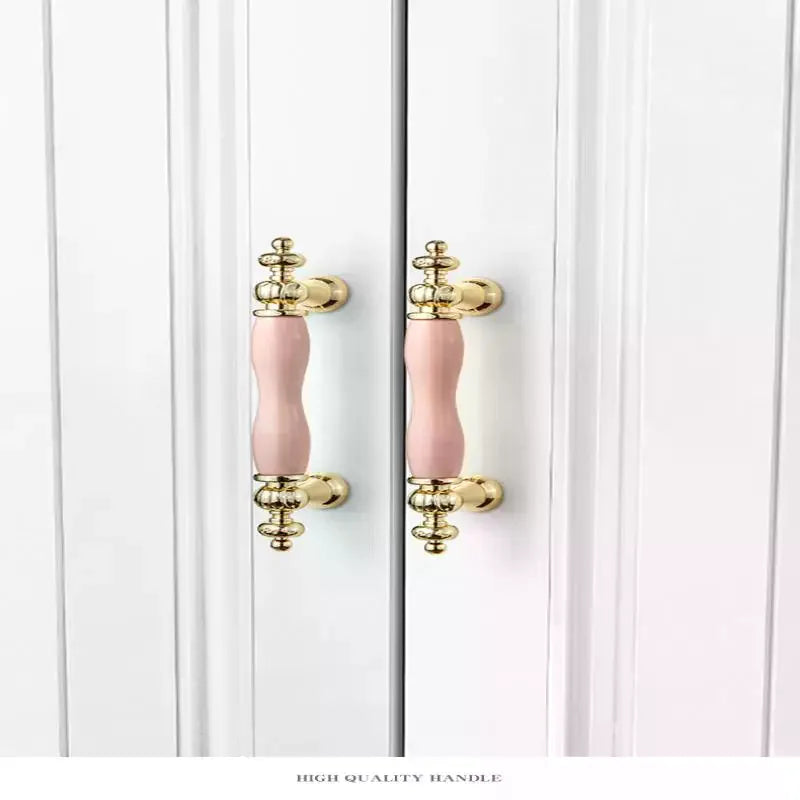 Modern Colored Ceramic Furniture Handle Golden Wardrobe Cabinet Handles Closet Door Knob Dressing Table And Drawer Pull Hardware Qme