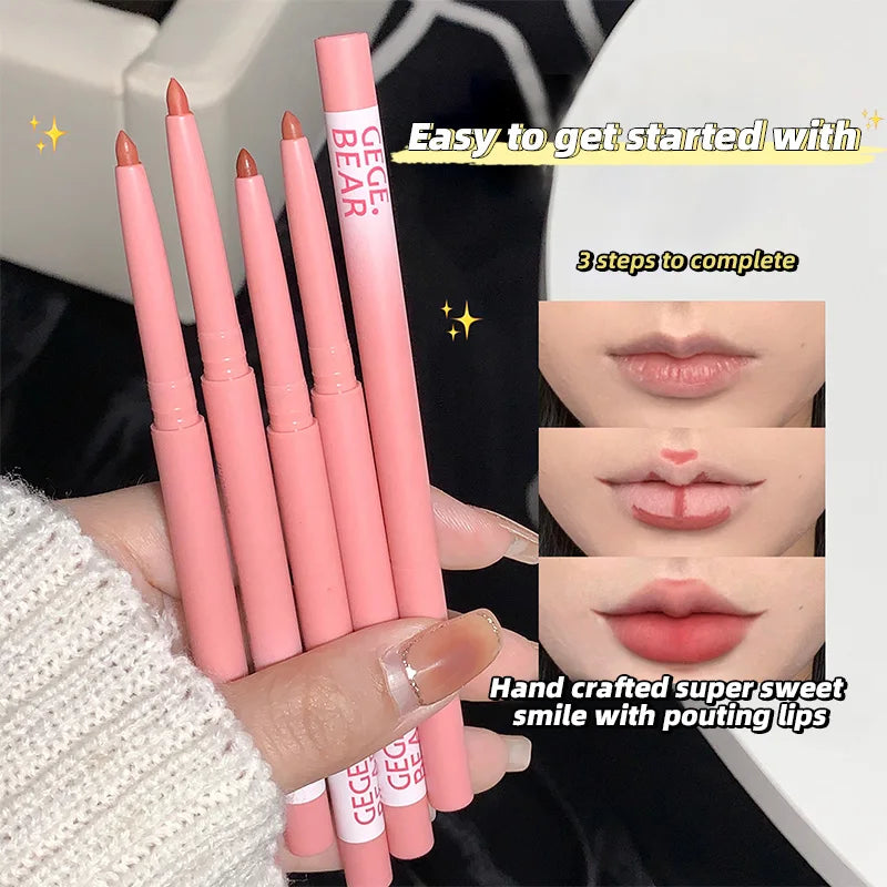 Gege Bear Lip Liner Shimmer Matte Pencil Long Lasting Lipstick Pen Qme