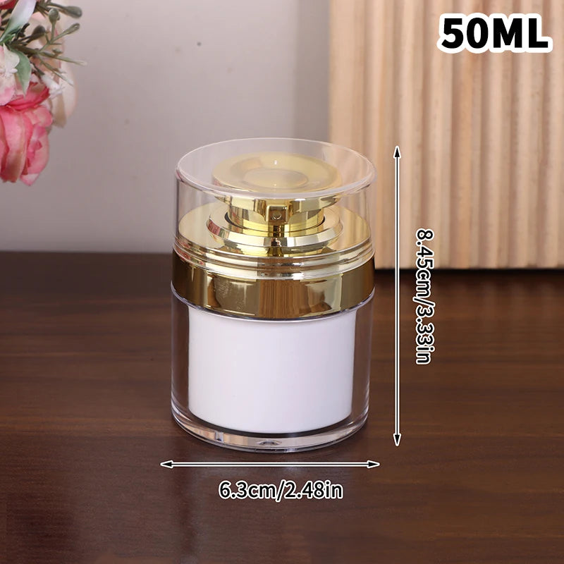 Refillable Vacuum Bottle Travel Cream Lotion Cosmetic Container Pump Qme 50ml Gold