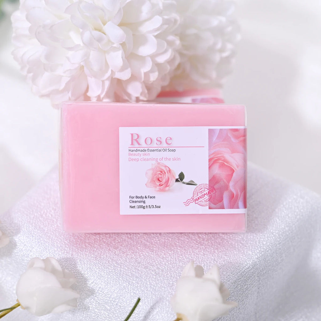 Handmade Rose Essential Oil Soap Olive Infused Skin Basic Cleaning Qme