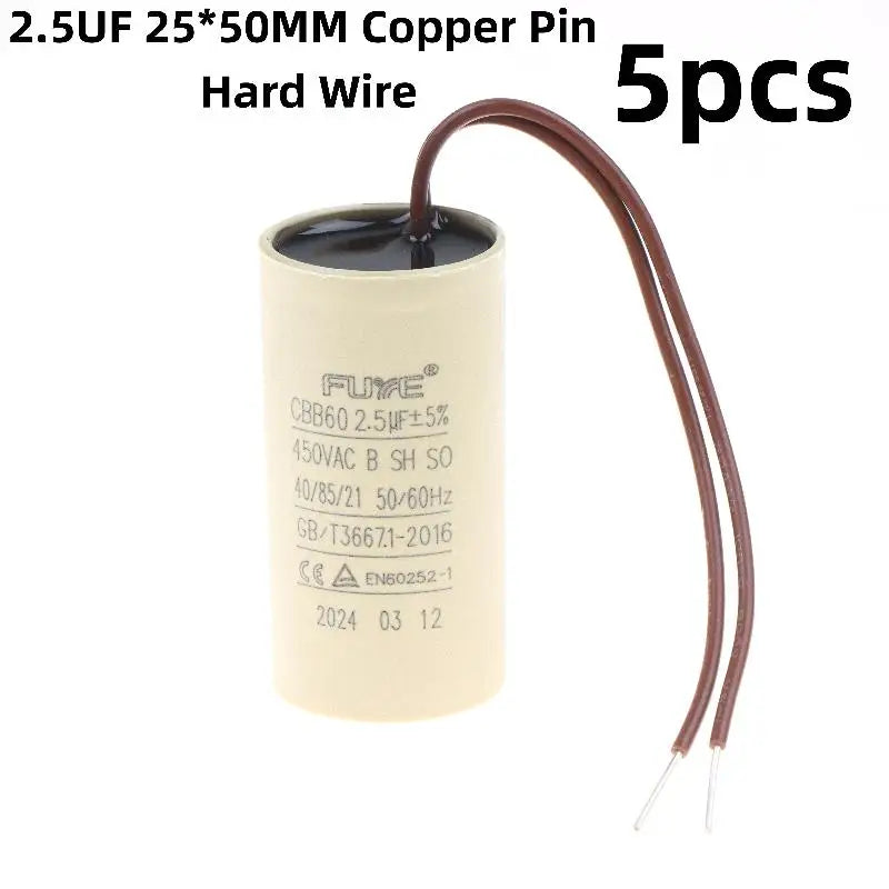 1/5Pcs 2/2.5/3uF Capacitor For Air Compressors Pressure Washers CBB60 Capacitor For Circulating Water Pump Hanging Fireplace Qme B 5pcs