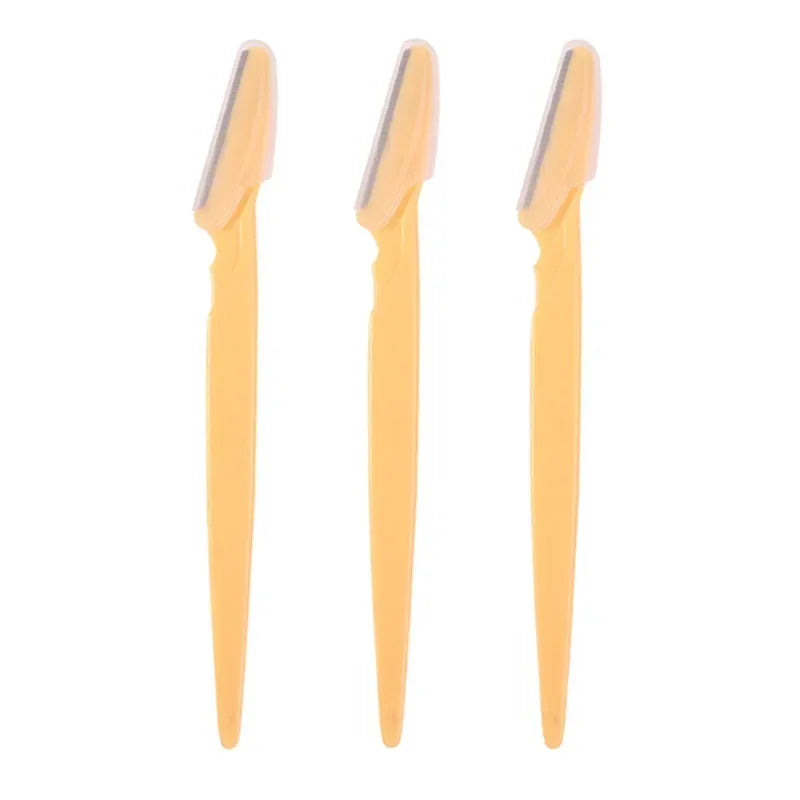 Eyebrow Trimmer Eyebrow Razor Safety Face Shaver Eye Brow Shaper Portable Blades Hair Removal Cutters for Woman Cosmetic Tools Qme 3Pcs Yellow