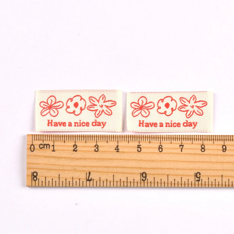 20pcs 18-53mm Assorted Cute Cherry Peach Fabric Labels, Handmade Sew On Tags for DIY Clothes Bags Crafts cp4301 Qme 41x20mm-4