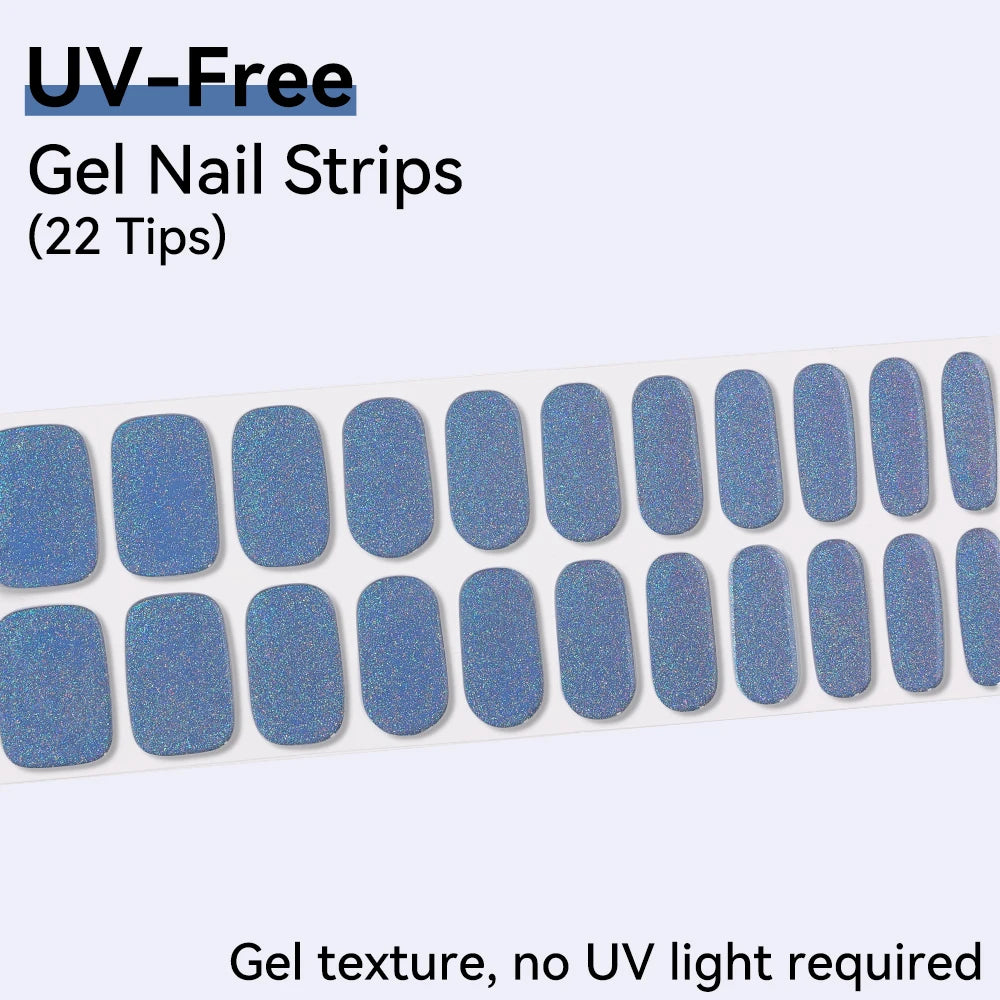 22tips UV-Free Aurora Design Nail Strips Decoration Glitter Sticker Qme BSA-0386