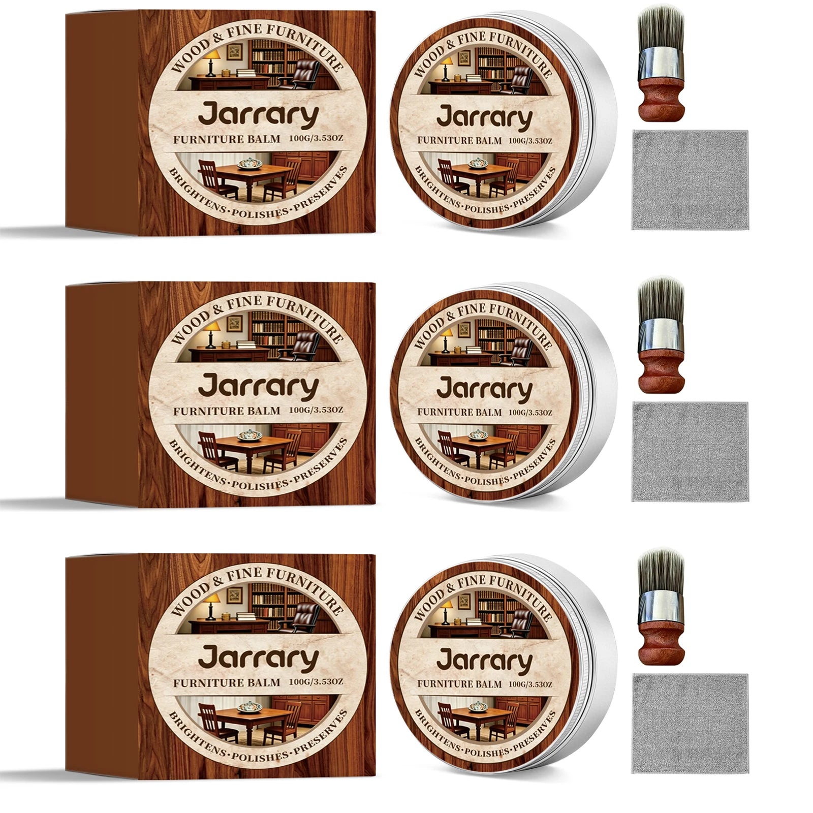 Wood Furniture Care Balm Cleaning Stain Repair Scratches Restore Shine Form a Protective Film Natural Furniture Beeswax Polisher Qme 3 x 100g Boxed