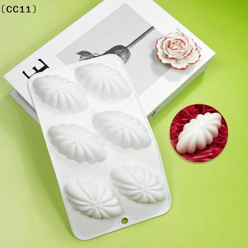 6 Cavity Shell Design Pudding Silicone Mousse Mould 3D Candy Qme