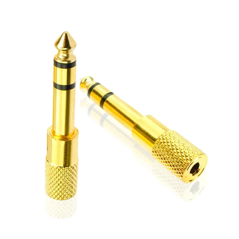 5PC 6.5mm To 3.5mm Adapter Jack Stereo Audio Adaptor for Microphone Headphone AUX Cable Gold Audio Adaptor Qme 10pcs