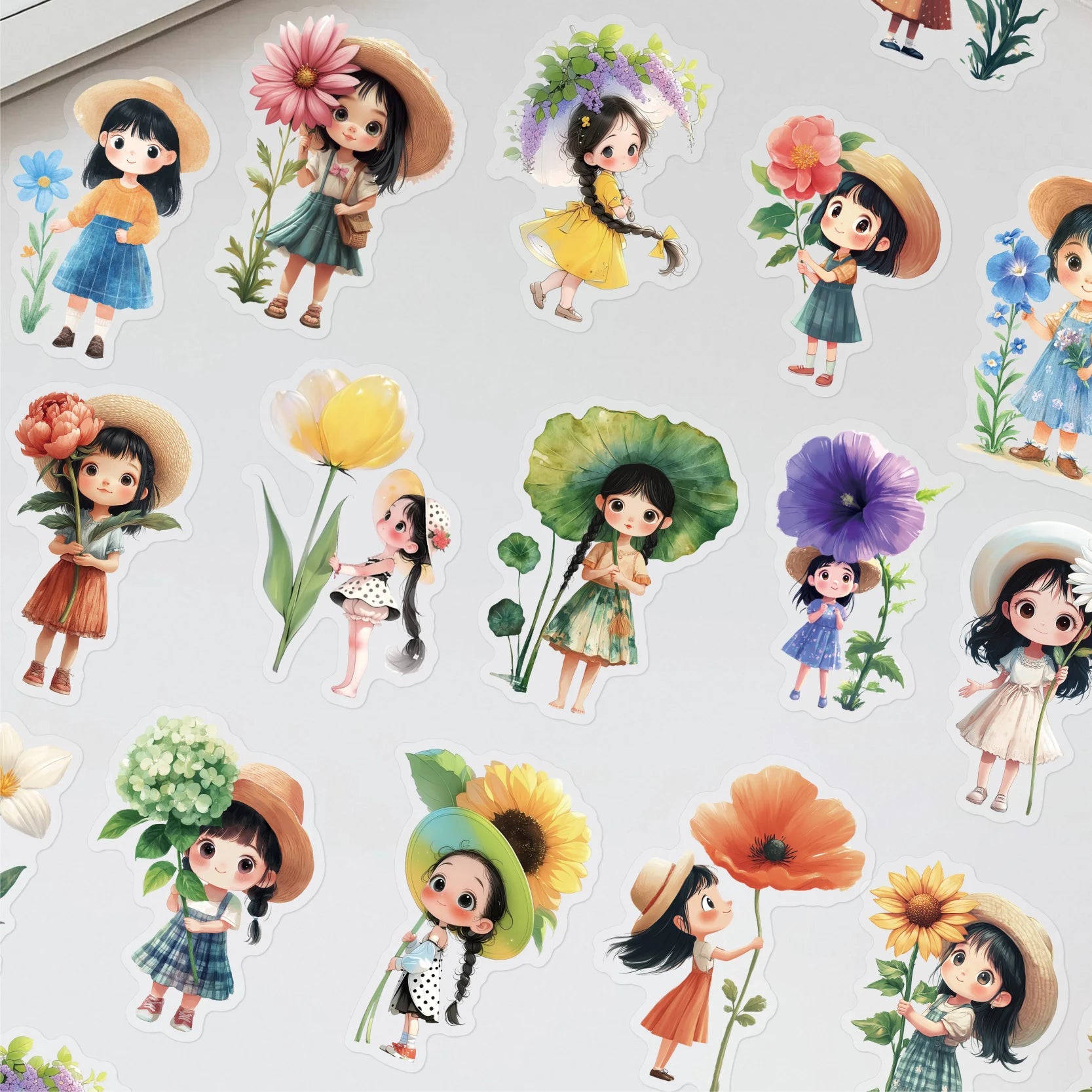 20 Sheets Cute Cartoon character Sticker Pack DIY Scrapbooking Collage Junk Journal Supplies Creative Stationery Stickers Qme