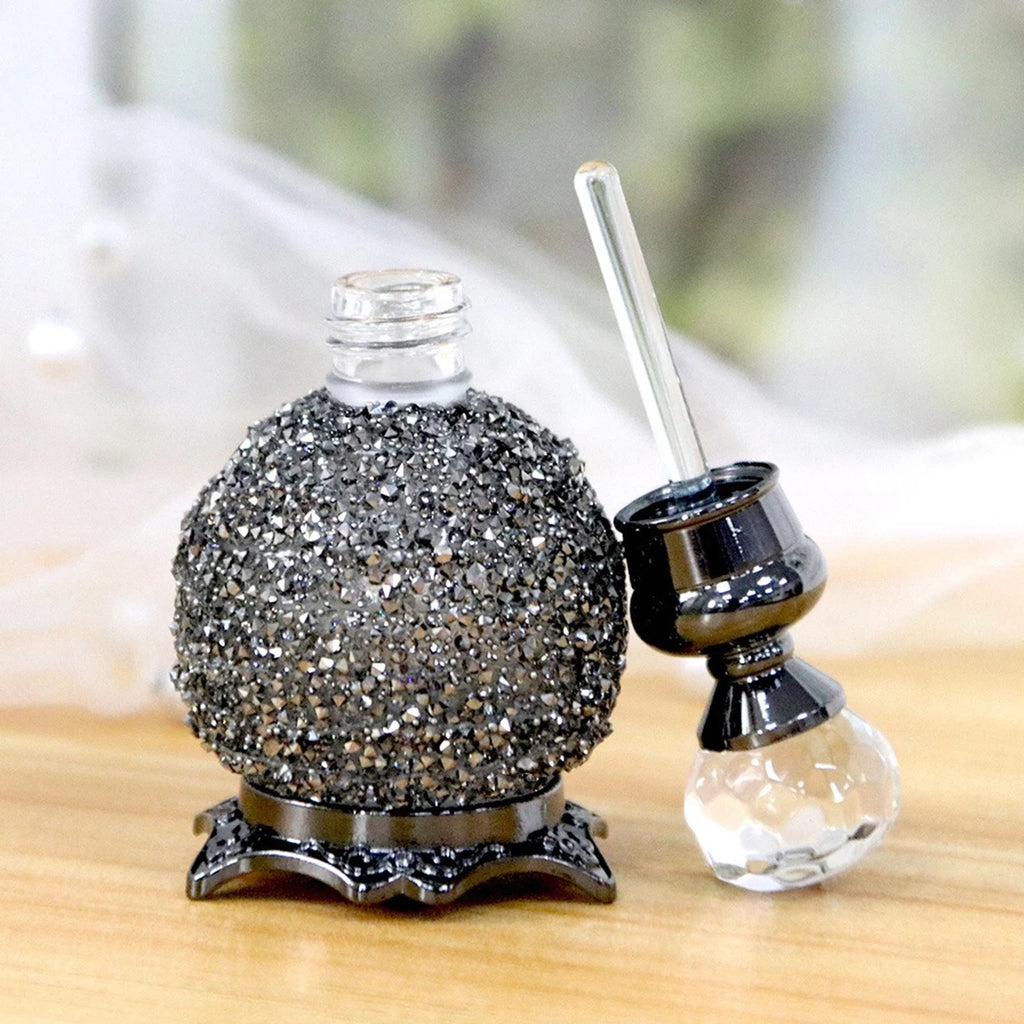 15ml Perfume Decanter Bottle,Luxuriou Perfume Bottle with Sparkling Rhinestone Decoration,Dropper Essential Oil Dispenser Bottle Qme