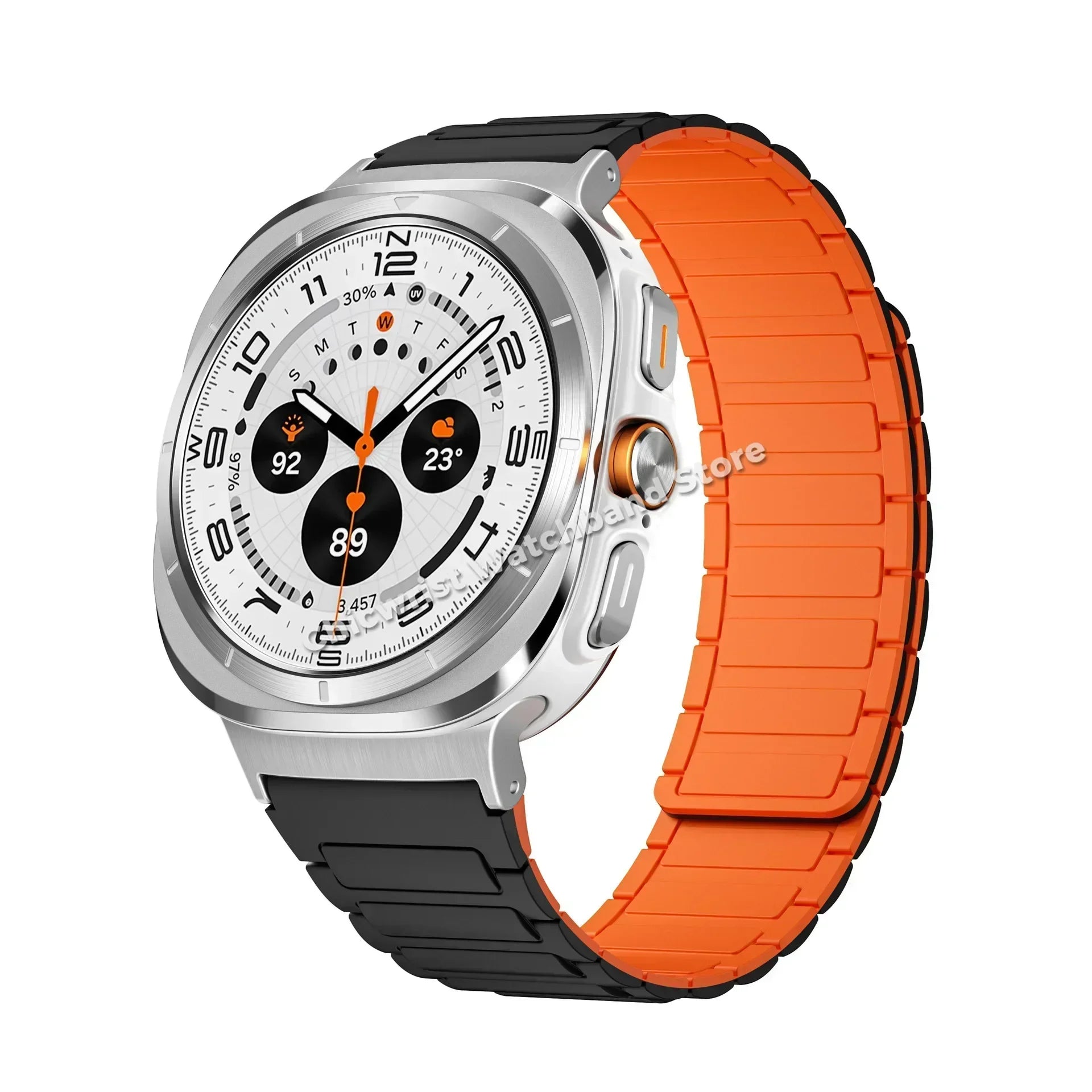 Silicone Sport Band for Samsung Galaxy Watch 7 Ultra 47mm Magnetic Loop Strap for Watch 7 Ultra 47mm No Gaps Curved End Bracelet Qme BOS Galaxy Ultra 47mm