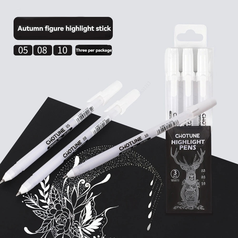 Gelly Roll Gel Pens for Journaling, Art, or Drawing - Classic White Ink - 05/08/10 Assorted Tip Sizes - 3 Pack Qme