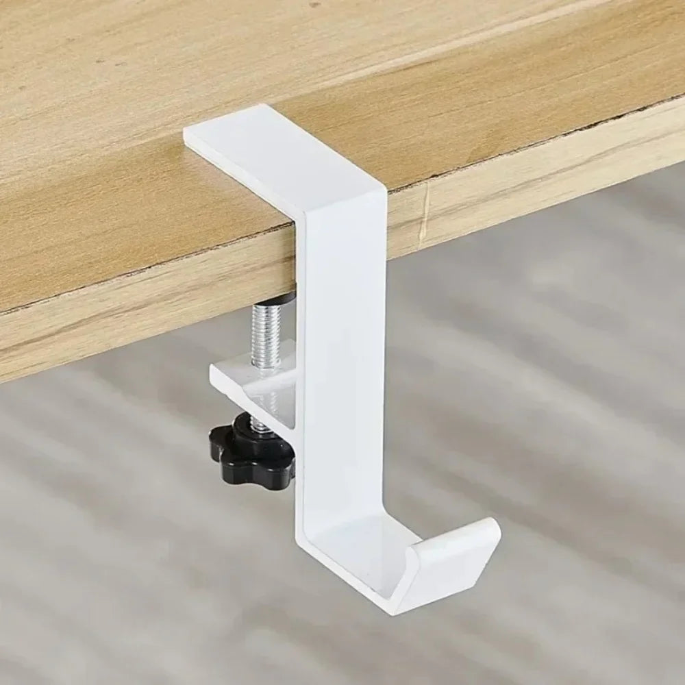 Multifunctional Table Side Hanging Storage Hook Adjustable Desk Edge Holder For Gaming Headphones Backpack Bag Storage Accessory Qme WHITE
