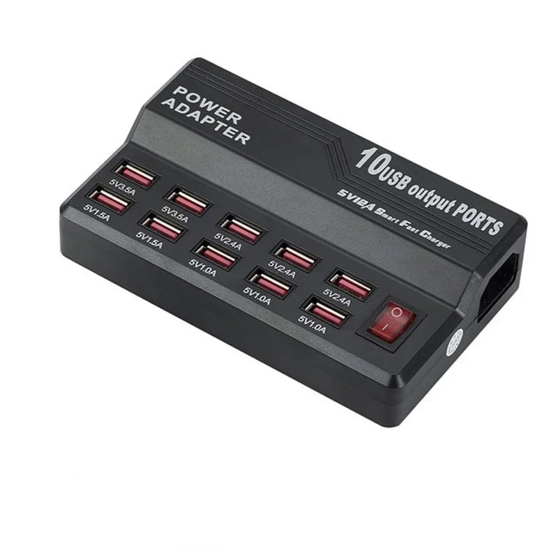 10 Ports USB Charging Station Wall Travel Desktop Charger Hub Power Adapter Charger Digital Charger for IPhone Samsung Qme