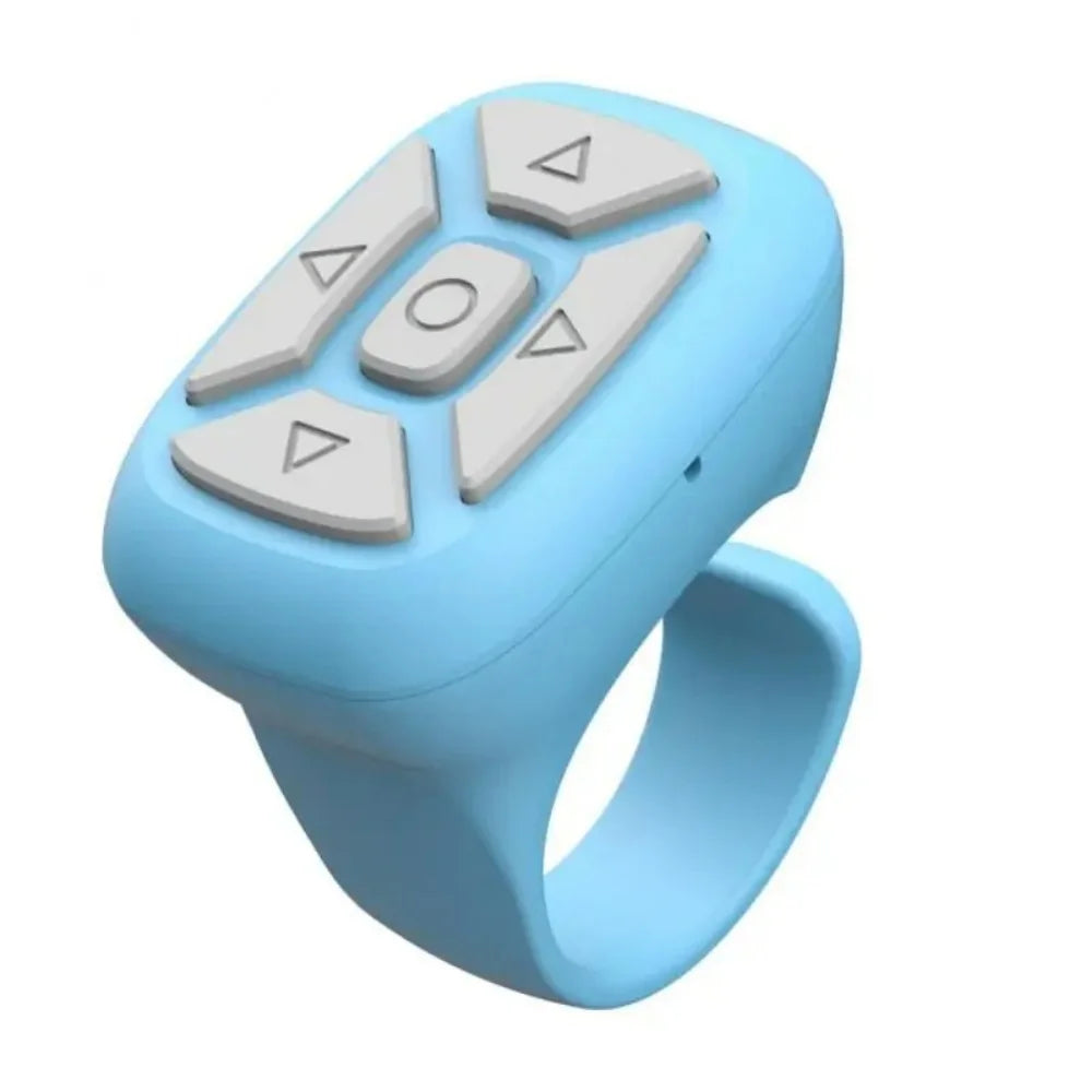 Finger Bluetooth Remote Control Ring for Phone Page Flipping Video Recording Shooting Selfie Cellphone Camera Remote Controller Qme Blue