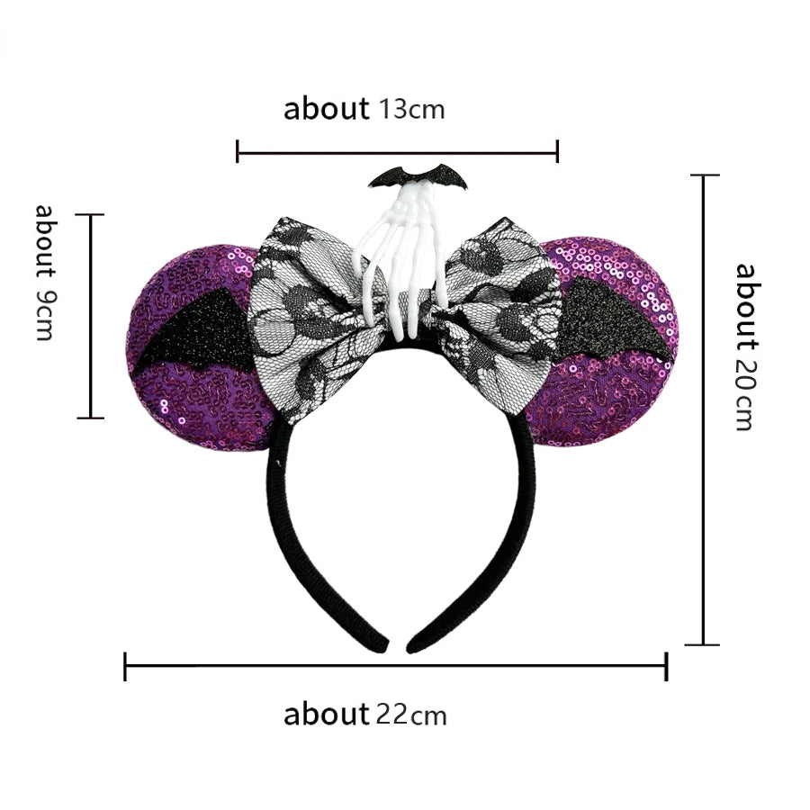 New skull Mickey Halloween Ghost Bat Skeleton Headband for Girls Women Cosplay Hairbands Mouse Ears Headbands Hair Accessorie Qme