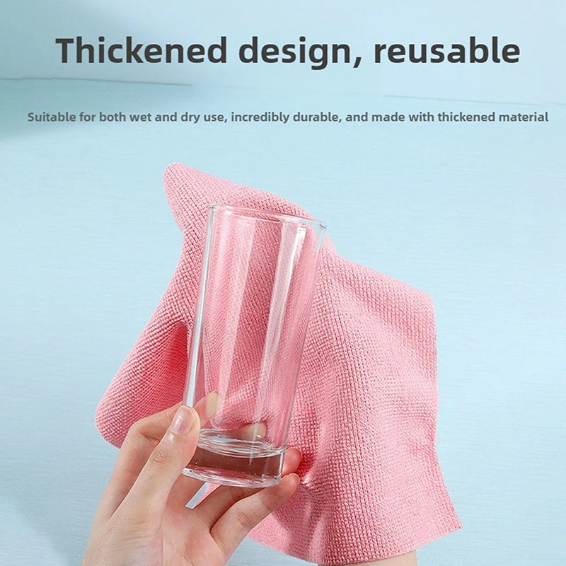 Removable Dishcloth 25x25cm Reusable Microfiber Kitchen Towels Absorbent Qme