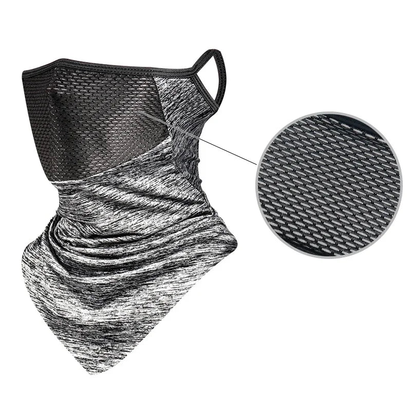 Summer Men Mask Full Face Bicycle Neckerchief Cycling Bandana UV Protection Mask Breathable Ice Silk Outdoor Hanging Ear Scarf Qme