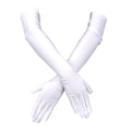 Women Long Gloves Finger Elbow Protection Opera Evening Party Prom Qme WHITE length 52cm