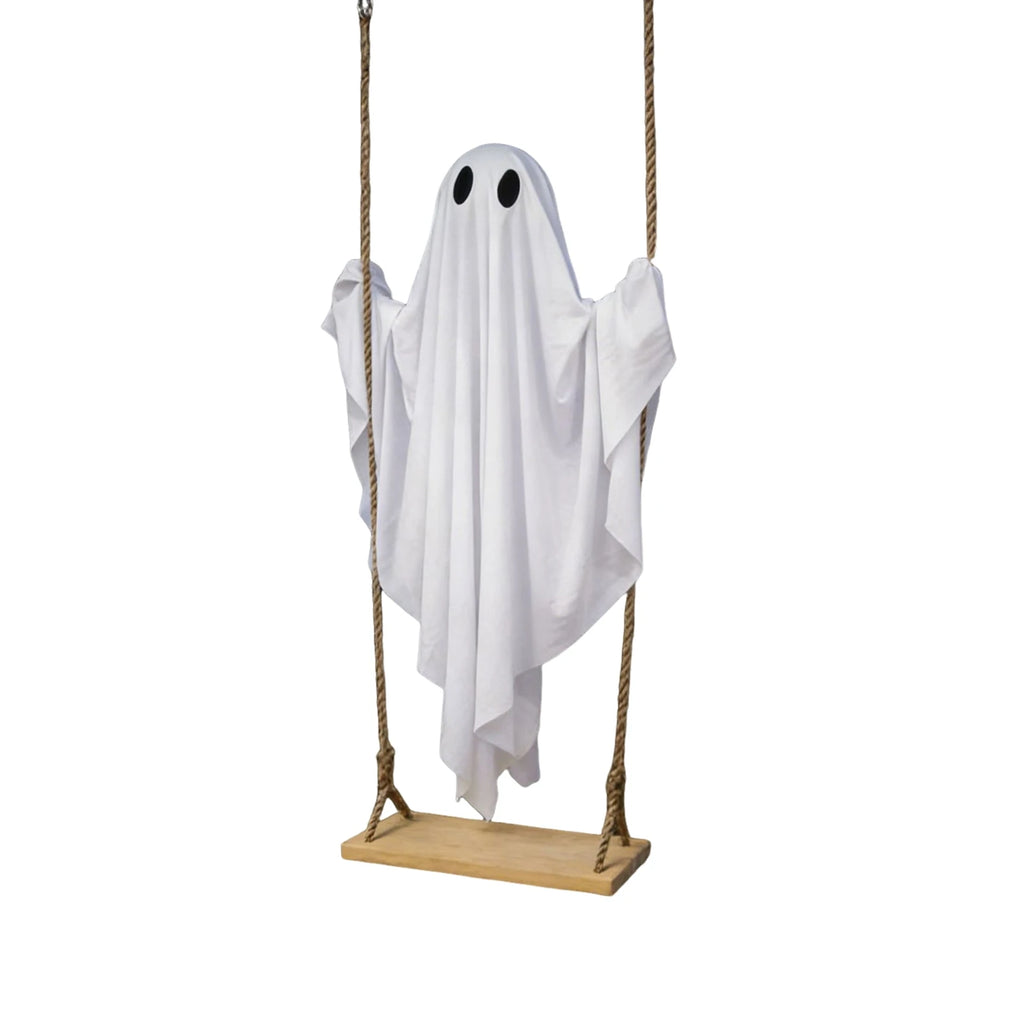 Halloween Swing Glowing Cute Ghost Ornament Garden Yard Bar Haunted House DIY Decorative Props Party Hanging Decor Qme A One Size