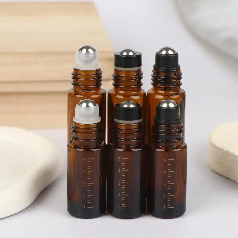 Glass Roll Bottles Plastic Wood Grain Cap Sample Roller Ball Vials Qme