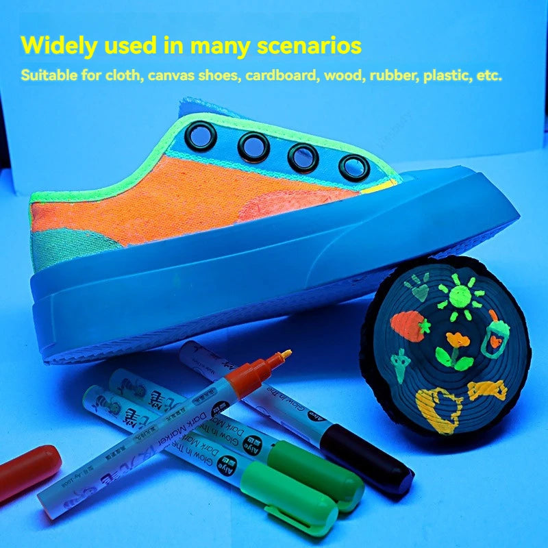 8 Colors Luminous Fluorescent Paint Marker Pen Waterproof Graffiti Pen Indoor Outdoor Decoration DIY Art Painting Supplies Qme