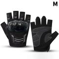 Outdoor Sports Protective Half Finger Gloves Men Women Universal Open Qme black M