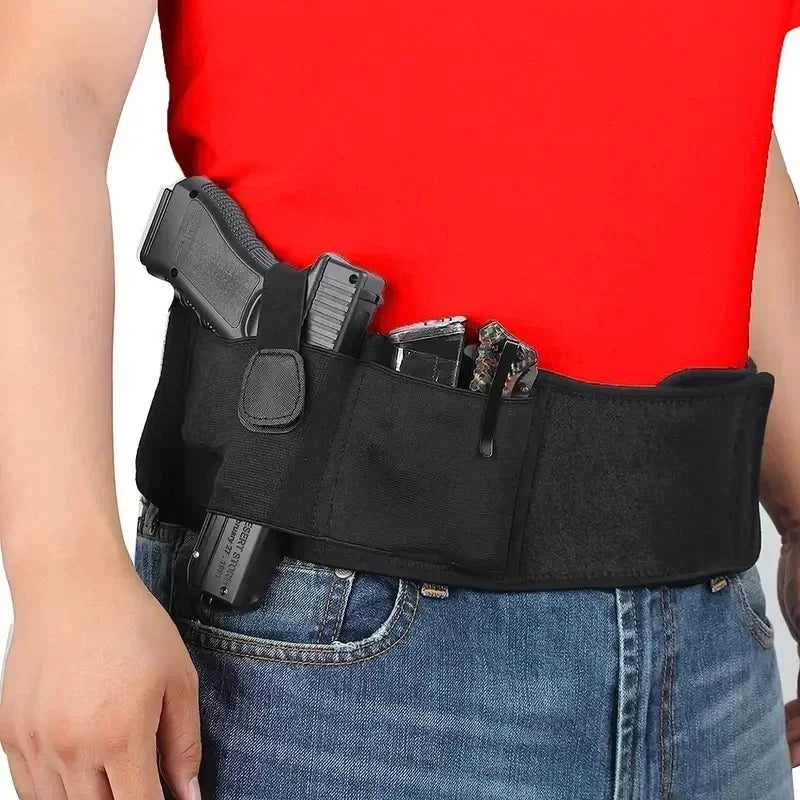 Waist Band Belt for Outdoor Hunting Fitness Defense Use Tactical Belly Gun Holster Portable Hidden Phone Bag Concealed Carry Qme
