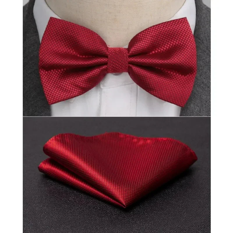 Men Bowtie Cravat Set Solid Fashion Butterfly Party Wedding Bow Ties Girls Formal Dress Tie Mens Bowknot Fashion Accessories Qme Burgundy