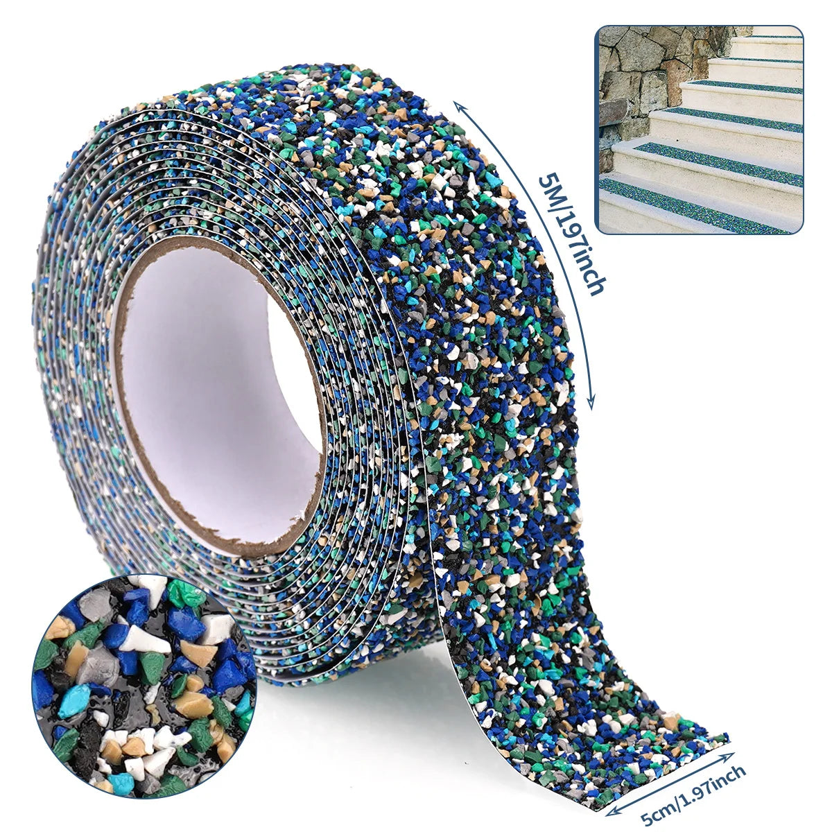 Non-Slip Blue Rubber Tape Durable PE Material with Grip Ideal for Indoor Outdoor Stair Tread Tubs Boats Trailways Residue-Free Qme Blue 5M