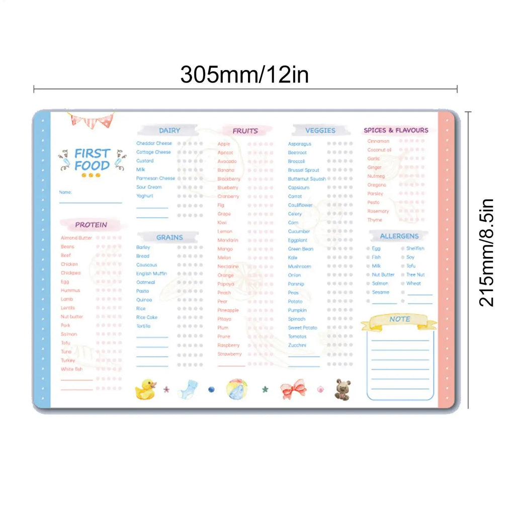 First Foods Chart Magnetic Baby Checklist Multifunctional Food Qme