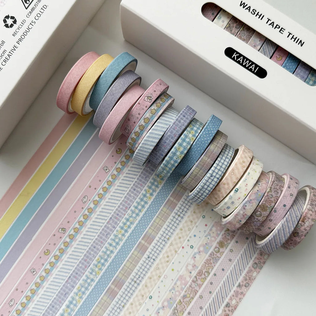 20Rolls/Set Vintage Cute Forest Plant Fruit Washi Tape Set Adhesive Tape Handbook DIY Material Tape Stickers Supplies Qme Kawai