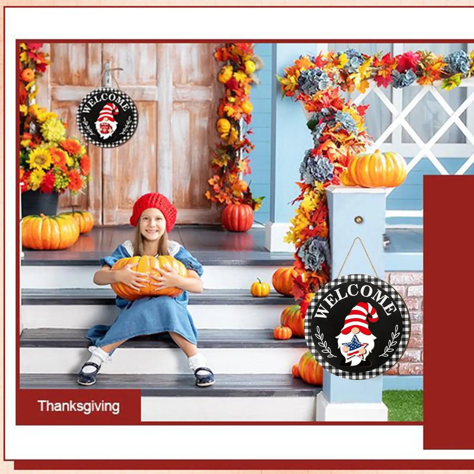 Interchangeable Door Sign Interchangeable Wreath Decoration Wooden Gnomes Seasonal Door Decorations For Home Kitchen Wall Qme