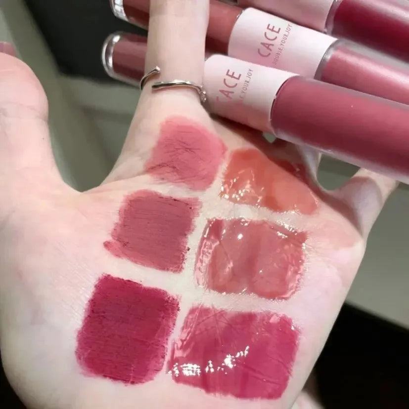 CACE Double Head Lip Gloss Sexy Red Makeup Mud Mirror Water Glaze Qme