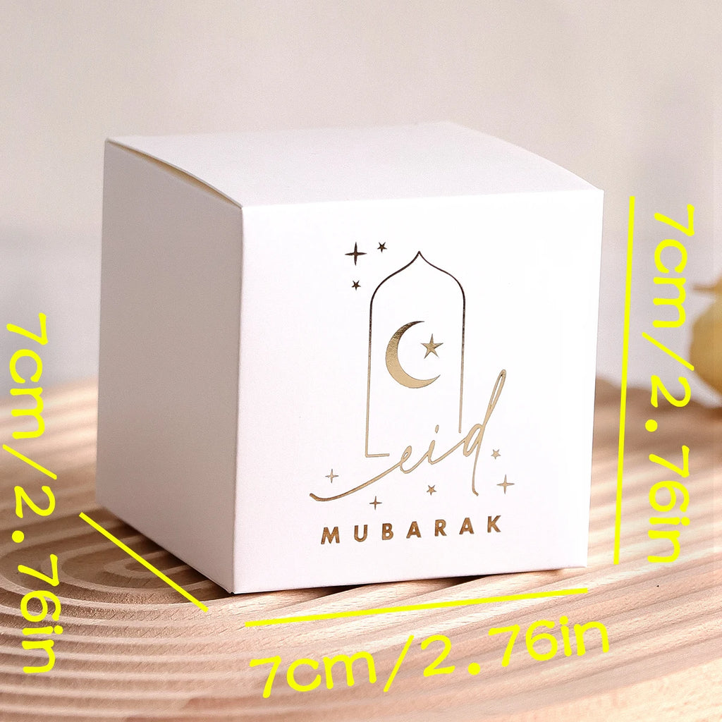 10Elegant Mini Gift Boxes in Classic White, Black and Green Colours with a Gold Crescent and Star Design, Perfect for Candies, C Qme