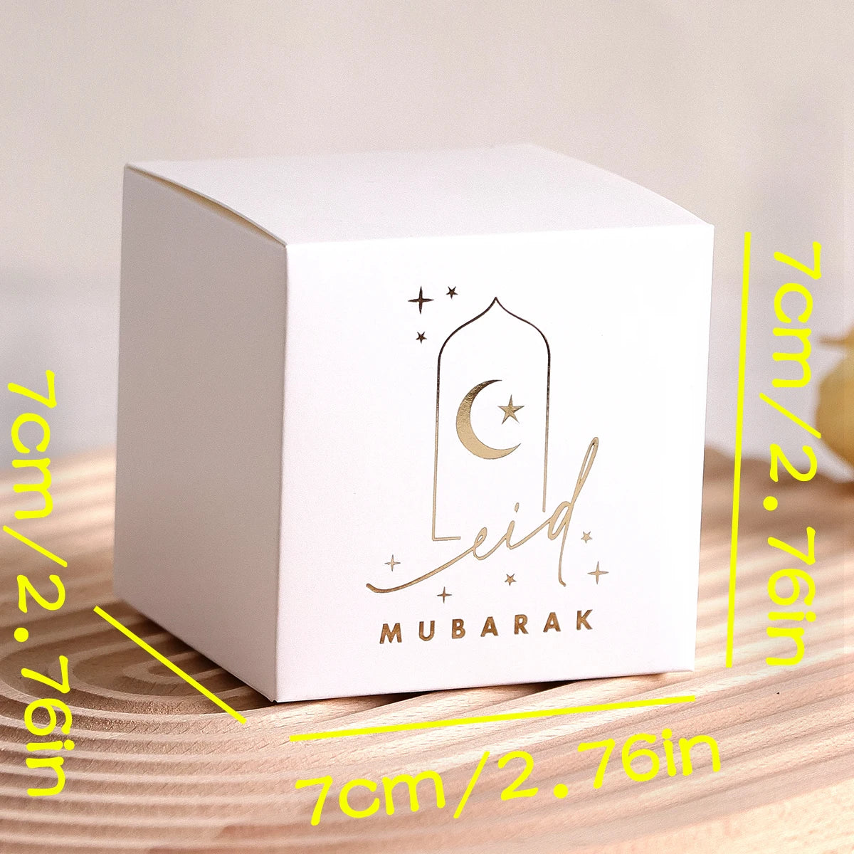 10Elegant Mini Gift Boxes in Classic White, Black and Green Colours with a Gold Crescent and Star Design, Perfect for Candies, C Qme