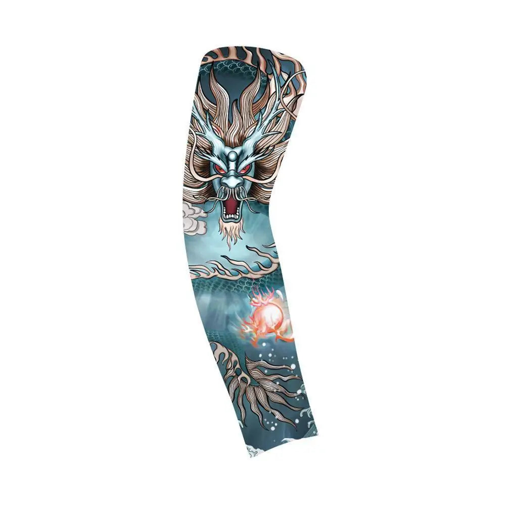 Summer Ice Silk Tattoo Sleeves Arts Temporary Fake Slip On Tattoo Arm Sleeves Sports Sunscreen Sleeves Cycling Driving Fishing Qme B