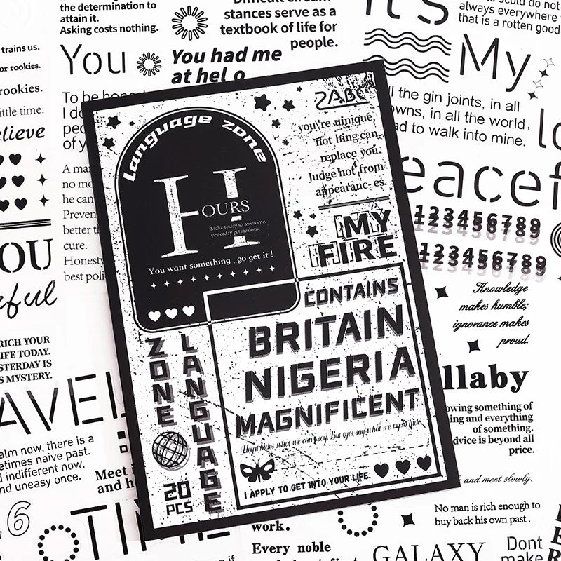 Korea INS English Alphabet Large size sticker book，DIY Scrapbook supplies Collage，Diary Stickers，School Stationery Decoration Qme C