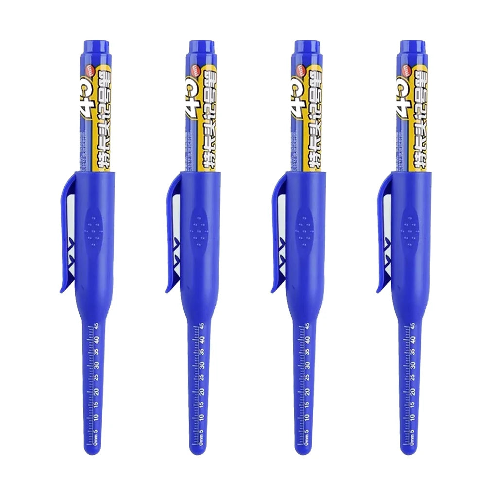 1-10Pcs Multi-Purpose 45mm Deep Drill Hole Long Nib Waterproof Marker Pens for Bathroom Woodworking Long Head Carpenter Pen Qme 4 blue