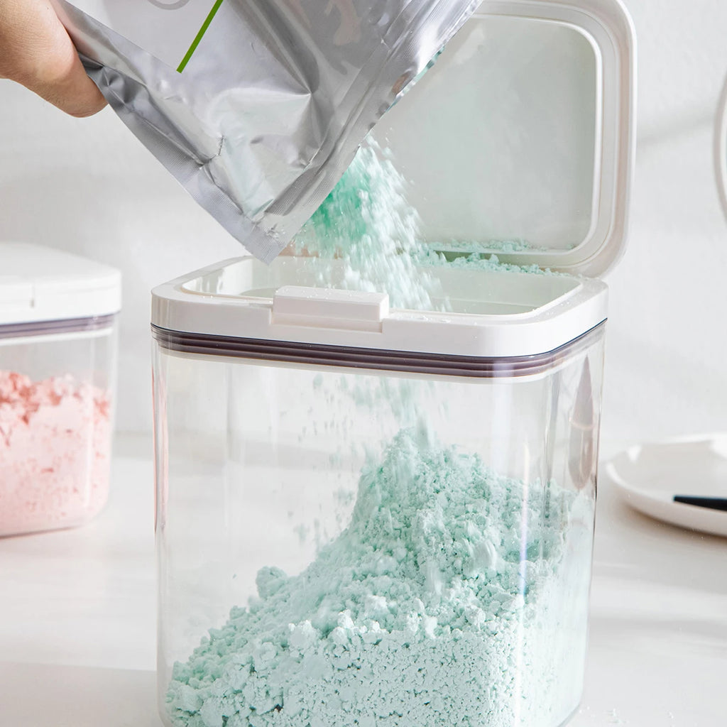 Face Mask Powder Container Large Capacity 1.2/2L Storage Can with Pop-up Lids Sealing DIY Mask Container for Bathtub Spa Qme