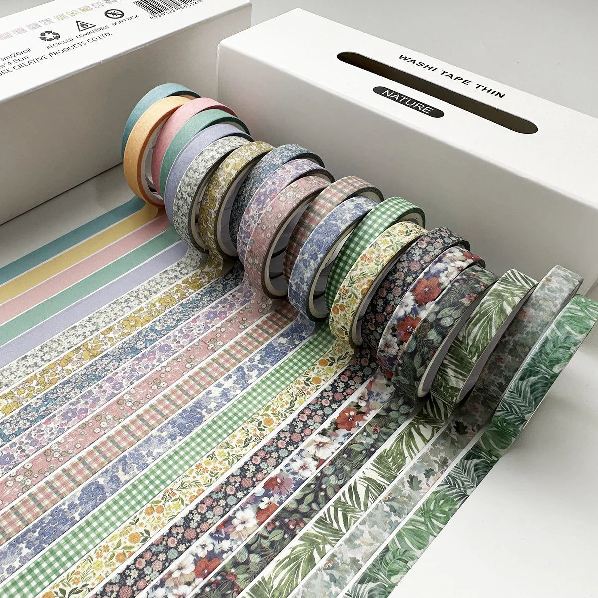 Set of 20 Vintage Washi Tapes, Designed for Journal Lovers, Traditional Style, Ideal for Creative Decoration for Students. Qme B