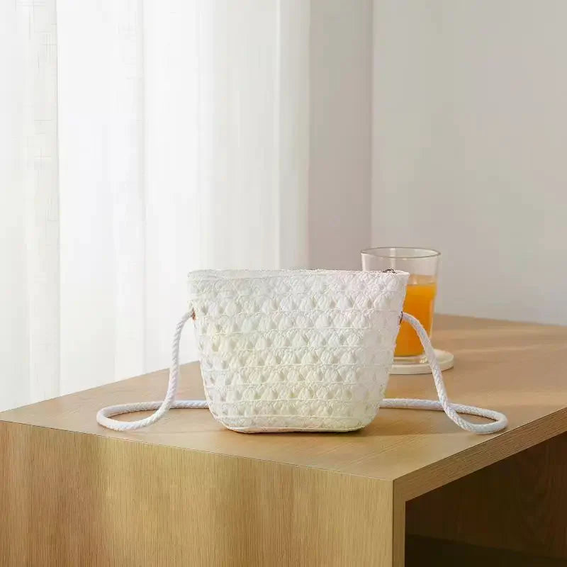 Hollow Handwoven Shoulder Handbag Mini Straw Bag Crossbody Bag Kid Summer Beach Straw Bag Envelope Wallet For Wowen Girls Qme