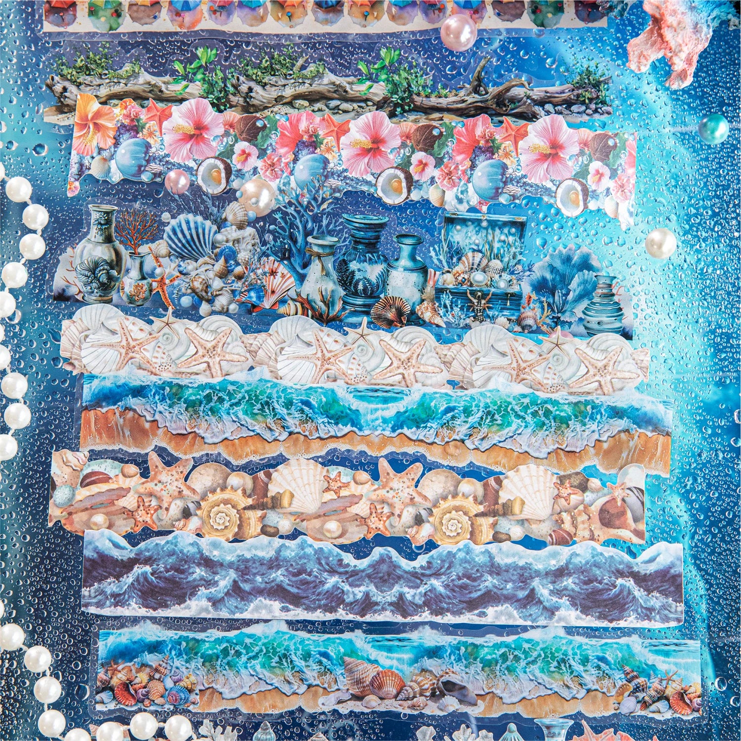 10 Sheets/Bag Natural Landscape Theme Dual Material Stickers for DIY Scrapbooking Journal Phone Case Laptop Decoration Qme