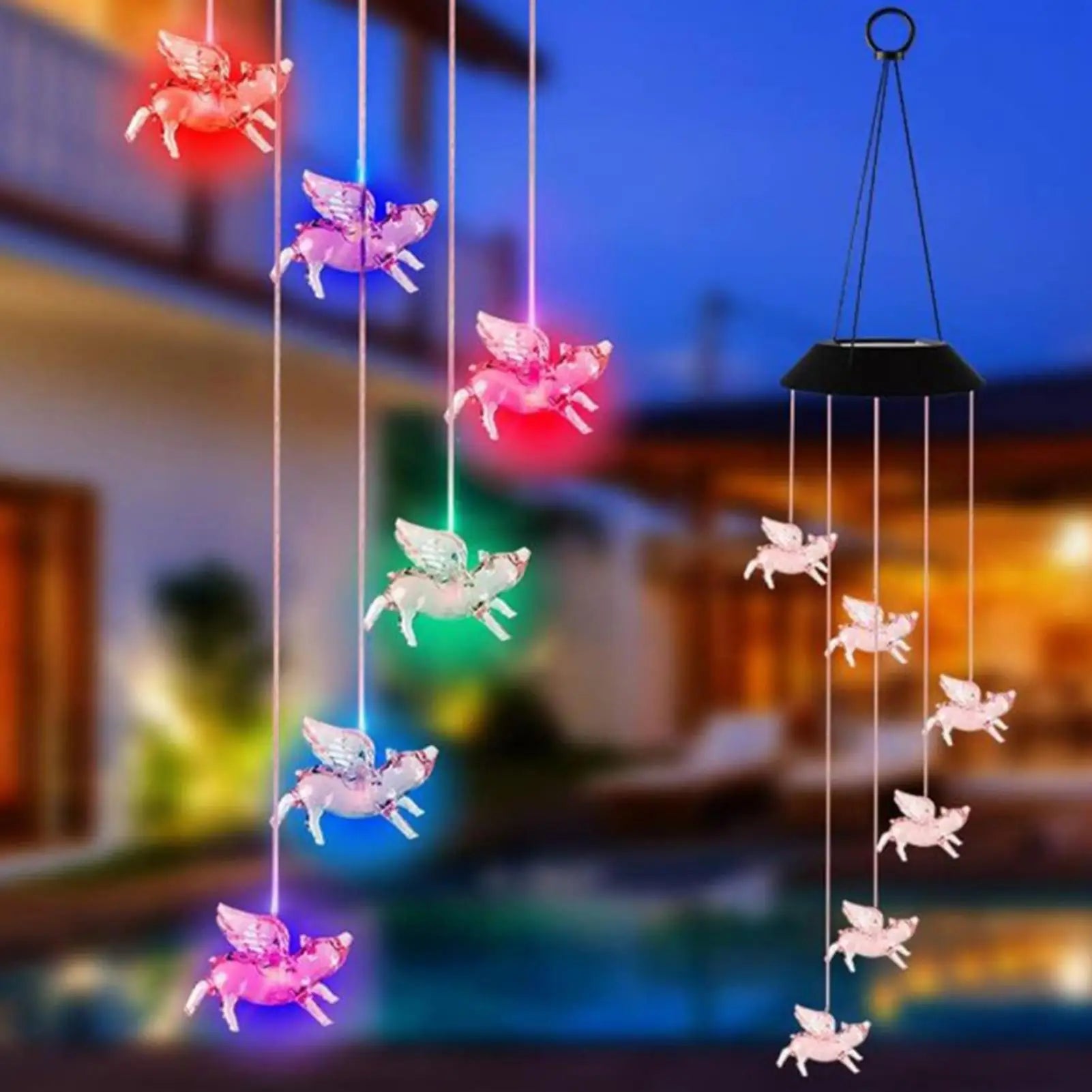 Solar Wind Chimes Changing Solar-powered LED Garden Decor Accessories Qme