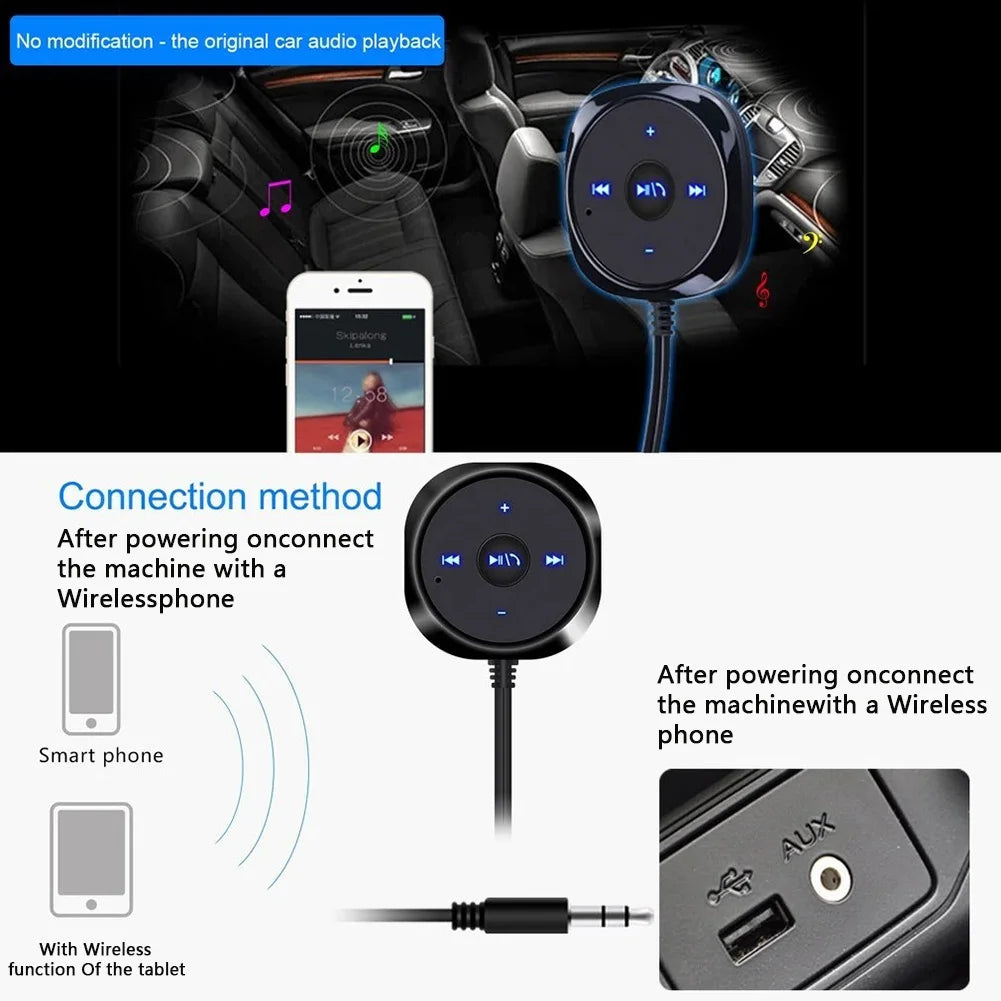 Car Bluetooth-compatible Audio Receiver 3.5mm AUX Handsfree Audio Music Receiver Adapter Auto Accessories for Smartphone Tablet Qme