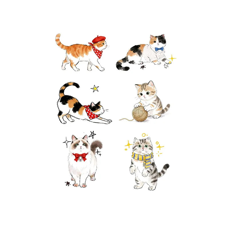 Meow Ring Finger Tattoo Stickers - Waterproof, Long-lasting, Cute Cartoon Cat Temporary Stickers - Realistic Tattoos Qme