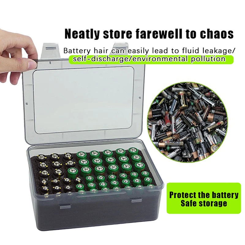 Battery Storage Organizer Holder Holds 54 AA AAA Batteries Box Case Qme