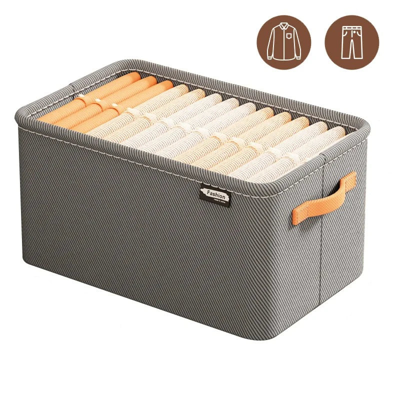 Thicken Fabric Clothes Organizer Storage Box for Sweaters Pants Jeans Drawer Wardrobe Multipurpose Foldable Home Storage Lockers Qme grey 35x25x22CM