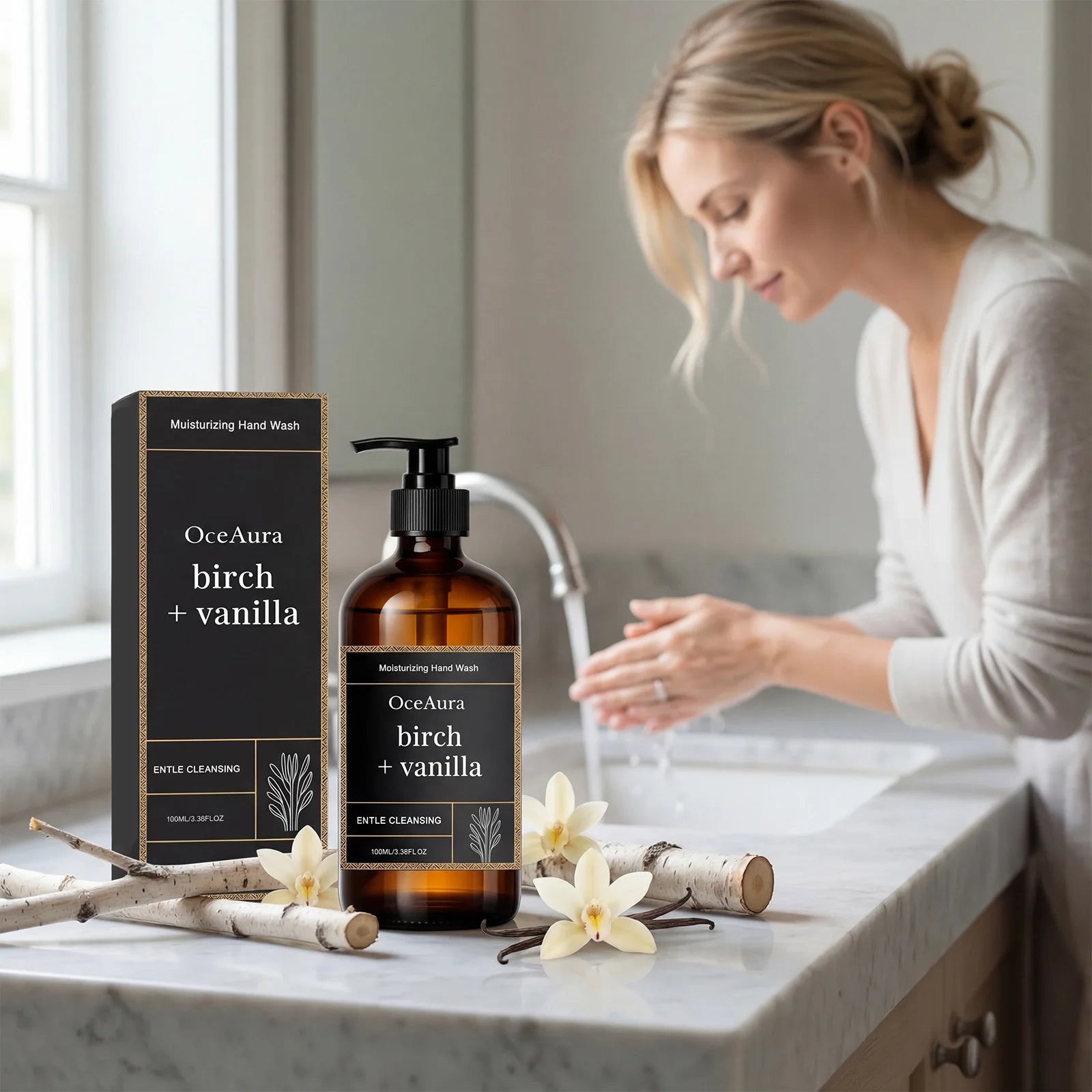 Moisturizing Hand Wash Vanilla Extract Nourishing Liquid Soap Gentle Cleansing Hand Soap for Daily Use Soft Hands Family Care Qme